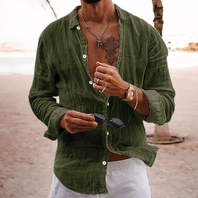 Camisa Masculina Linho Manga Longa