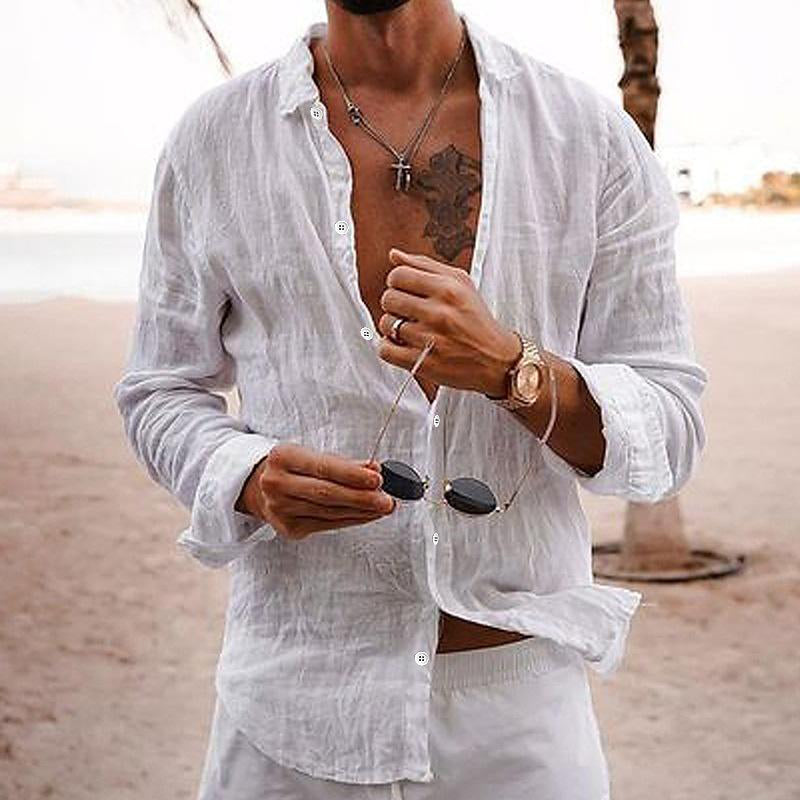 Camisa Masculina Linho Manga Longa