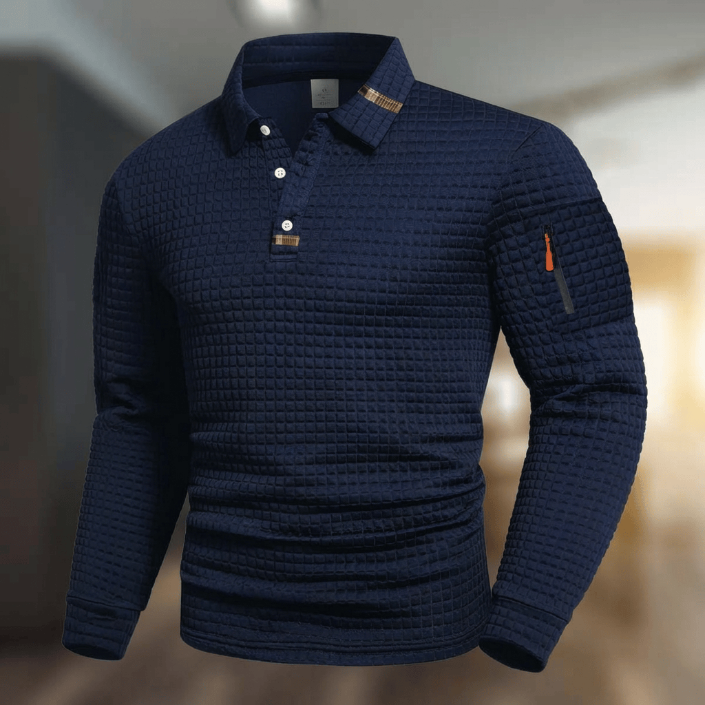 Polo Manga Longa Textura Matelassê