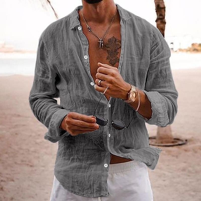 Camisa Masculina Linho Manga Longa