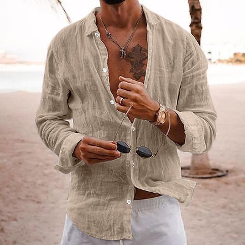 Camisa Masculina Linho Manga Longa